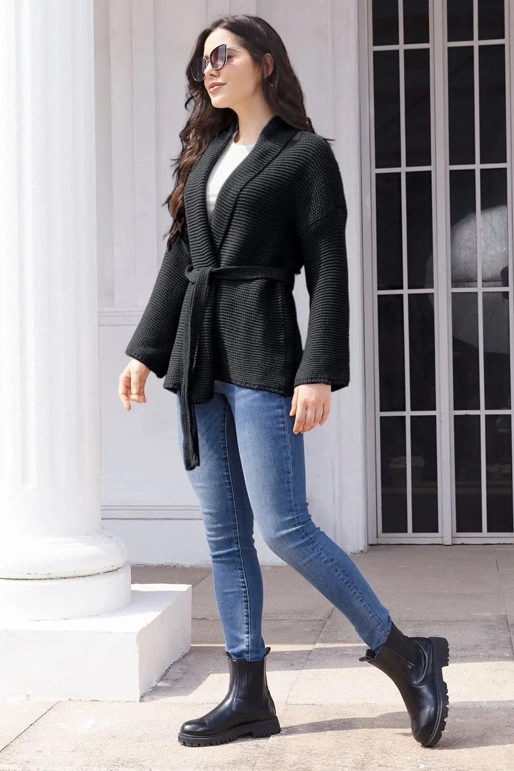 Open front long sleeve cardigan - Love Salve
